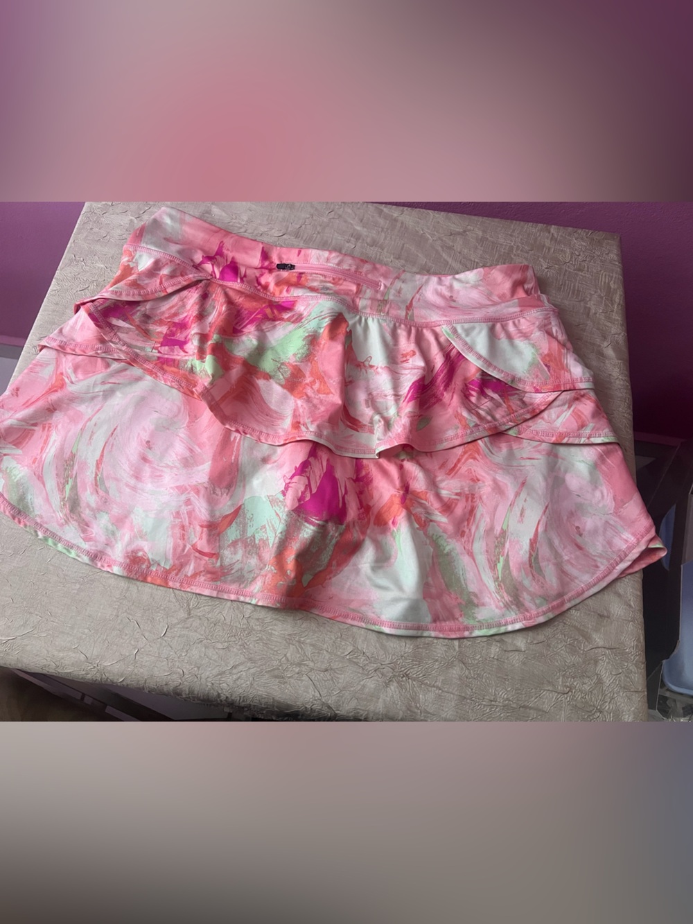 Ideology Pink Abstract Skort XL Zipper Pocket Activewear